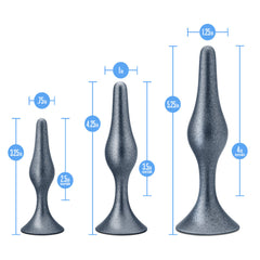 Anal Adventures Matrix | The Genesis Plug Kit: 3 Progressing Smooth Tapered Butt Plug Kit in Stellar Silver | With Stayput™ Technology & AnchorTech™ Base