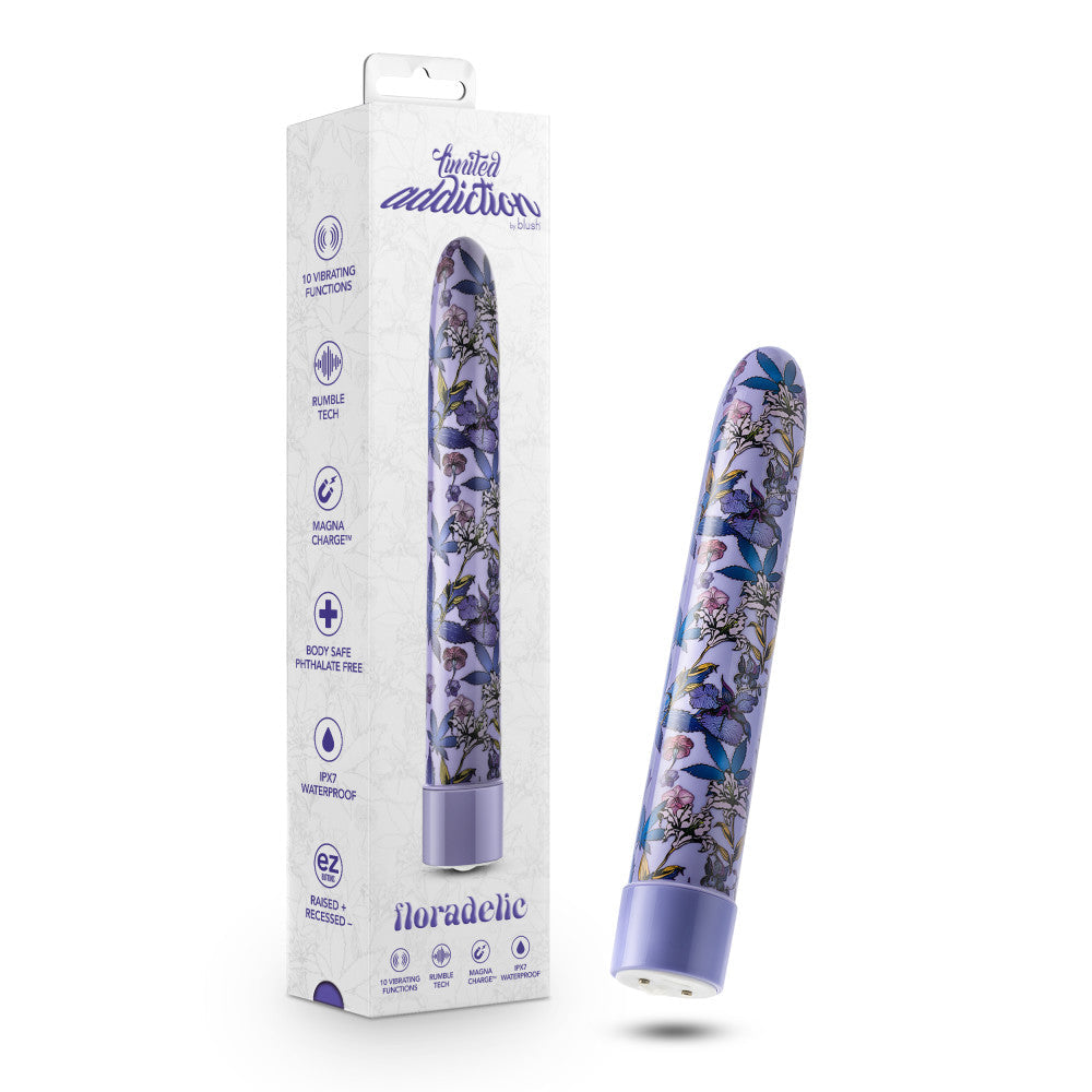 Limited Addiction By Blush® | Floradelic Slimline Purple Vibrator with Powerful RumboTech™ Technology