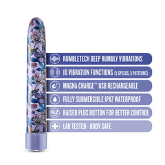 Limited Addiction By Blush® | Floradelic Slimline Purple Vibrator with Powerful RumboTech™ Technology