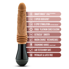 Dr. Skin Silicone By Blush® | Dr. Arthur Large 10.5 Inch Vibrating, Gyrating And Thrusting Dildo in Tan – Made With Puria® Platinum Cured Silicone