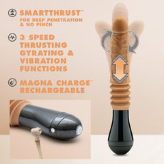 Dr. Skin Silicone By Blush® | Dr. Arthur Large 10.5 Inch Vibrating, Gyrating And Thrusting Dildo in Tan – Made With Puria® Platinum Cured Silicone