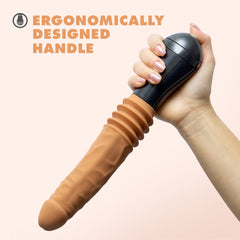 Dr. Skin Silicone By Blush® | Dr. Arthur Large 10.5 Inch Vibrating, Gyrating And Thrusting Dildo in Tan – Made With Puria® Platinum Cured Silicone