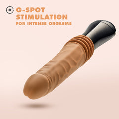 Dr. Skin Silicone By Blush® | Dr. Arthur Large 10.5 Inch Vibrating, Gyrating And Thrusting Dildo in Tan – Made With Puria® Platinum Cured Silicone