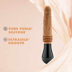 Dr. Skin Silicone By Blush® | Dr. Arthur Large 10.5 Inch Vibrating, Gyrating And Thrusting Dildo in Tan – Made With Puria® Platinum Cured Silicone