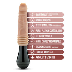 Dr. Skin Silicone By Blush® | Dr. Knight Large 10.5 Inch Vibrating, Gyrating And Thrusting Dildo in Beige – Made With Puria® Platinum Cured Silicone