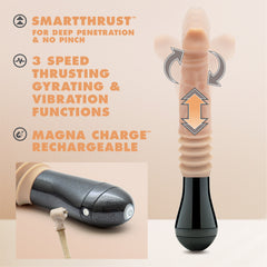 Dr. Skin Silicone By Blush® | Dr. Knight Large 10.5 Inch Vibrating, Gyrating And Thrusting Dildo in Beige – Made With Puria® Platinum Cured Silicone