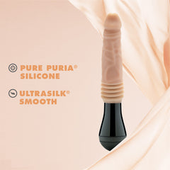Dr. Skin Silicone By Blush® | Dr. Knight Large 10.5 Inch Vibrating, Gyrating And Thrusting Dildo in Beige – Made With Puria® Platinum Cured Silicone
