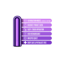 Kool Vibes By Blush® | Discreet & Travel-Friendly Mini Bullet Vibrator - 10 Vibration Modes Clitoral Stimulator