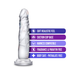 B Yours Diamond By Blush® | Crystal Realistic Clear 7.5-Inch Long Dildo With Suction Cup Base