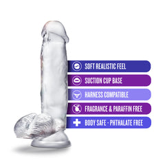 B Yours Diamond By Blush® | Gleam Realistic Clear 7-Inch Long Dildo With Balls & Suction Cup Base