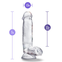 B Yours Diamond By Blush® | Gleam Realistic Clear 7-Inch Long Dildo With Balls & Suction Cup Base