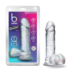 B Yours Diamond By Blush® | Glimmer Realistic Clear 8-Inch Long Dildo With Balls & Suction Cup Base