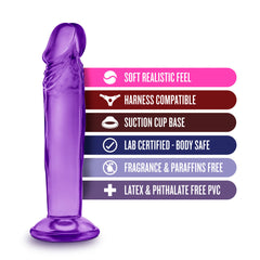 B Yours By Blush® | Sweet N' Small 6 Realistic 6.5-Inch Long Dildo With Suction Cup Base