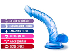 B Yours By Blush® | Sweet N' Hard 7 Realistic Curved G-Spot Long Dildo With Balls & Suction Cup Base