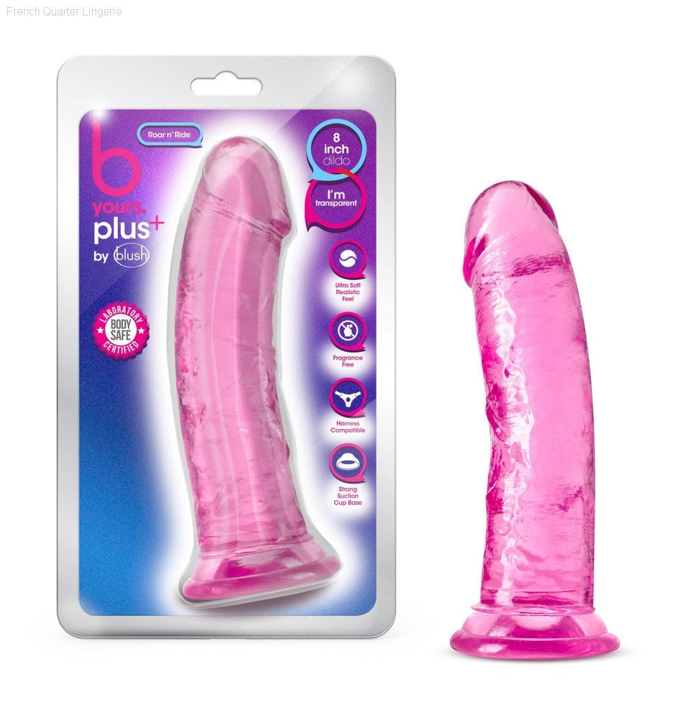 B Yours Plus By Blush® | Roar N’ Ride Realistic 8-Inch Long Dildo With Suction Cup Base-French Quarter Lingerie