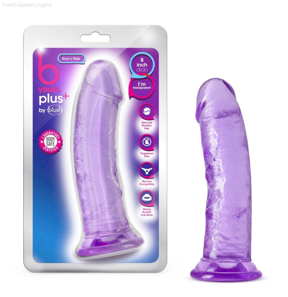 B Yours Plus By Blush® | Roar N’ Ride Realistic 8-Inch Long Dildo With Suction Cup Base-French Quarter Lingerie
