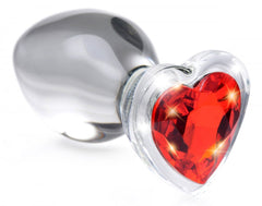 Red Heart Gem Glass Plug- Large