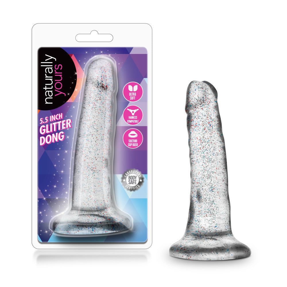 Naturally Yours By Blush® | Realistic Sparkling Clear 5.5-Inch Long Dildo With Suction Cup Base