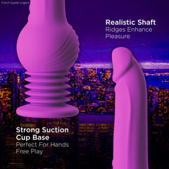Rechargeable Vibrators - Impressions By Blush® | New York Gyro-Quake™ 9.75 Inch Vibrating & Thumping G Spot Dildo – Platinum Cured Silicone - Purple