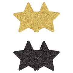 Pretty Pasties Glitter Stars Gold/Black (2 Pack)