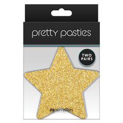 Pretty Pasties Glitter Stars Gold/Black (2 Pack)