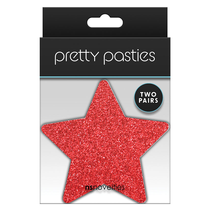 Pretty Pasties Glitter Stars Red/Silver (2 Pack)