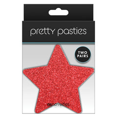 Pretty Pasties Glitter Stars Red/Silver (2 Pack)