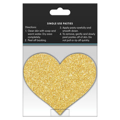 Pretty Pasties Glitter Hearts Black/Gold (2 Pack)