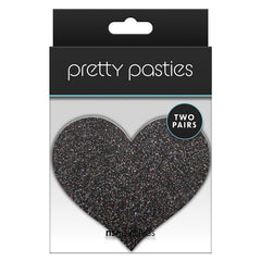 Pretty Pasties Glitter Hearts Black/Gold (2 Pack)