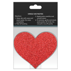 Pretty Pasties Glitter Hearts Red/Silver (2 Pack)