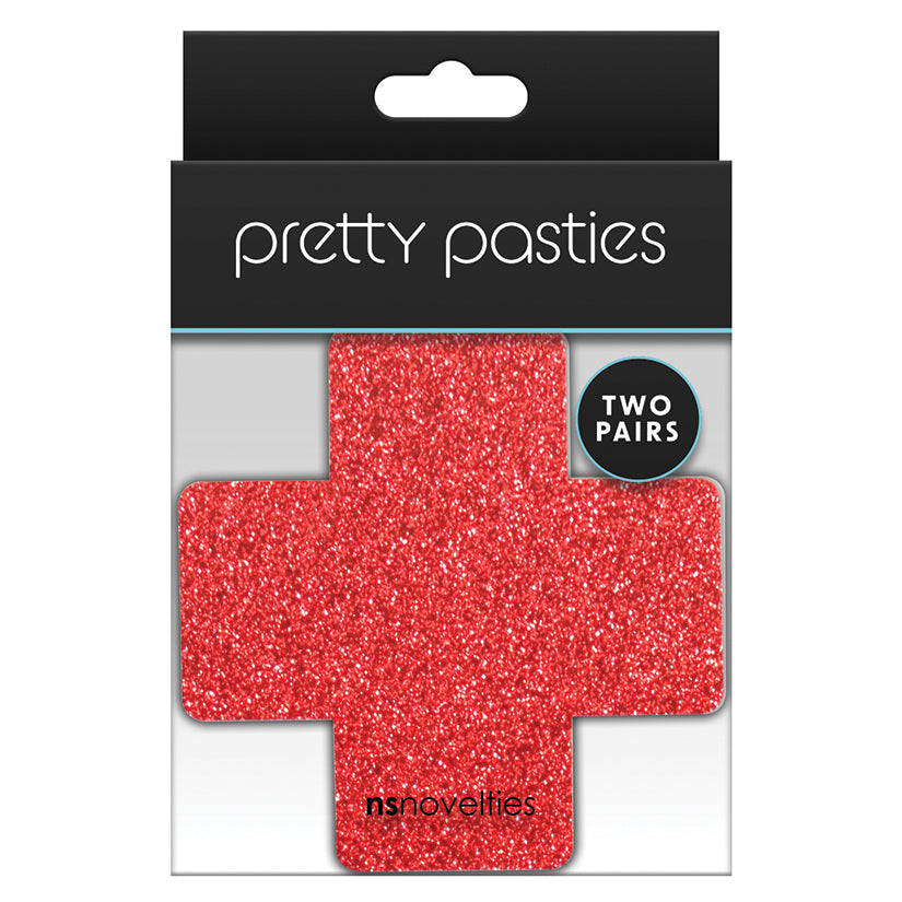 Pretty Pasties Glitter Cross Red/Silver (2 Pack)