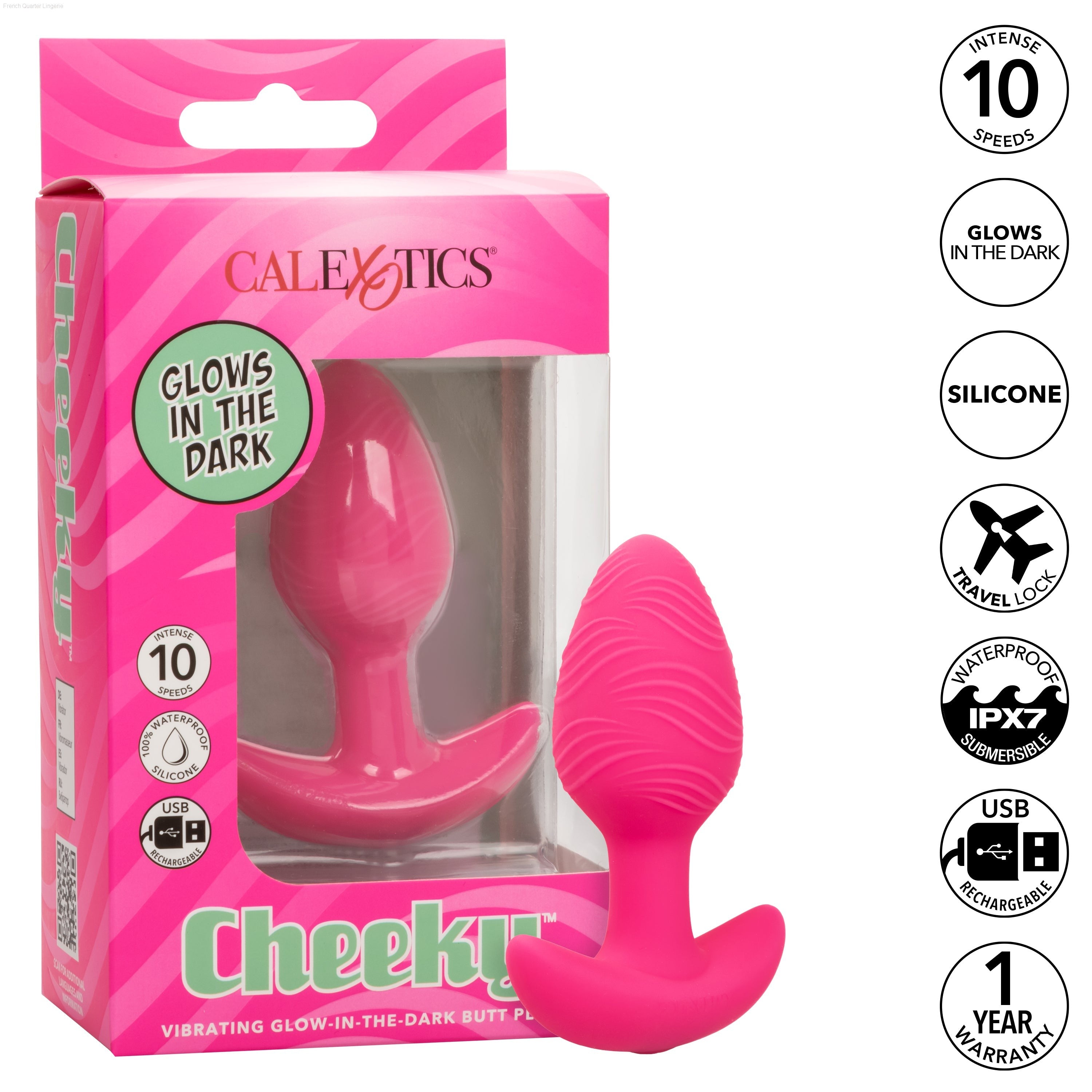 Cheeky™ Vibrating Glow-In-The-Dark Butt Plug-French Quarter Lingerie