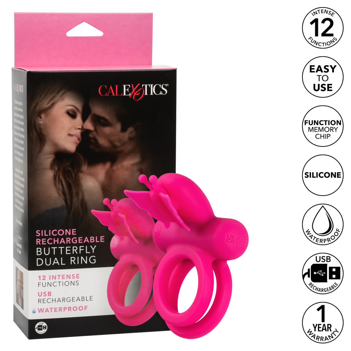 Silicone Rechargeable Dual Butterfly Ring