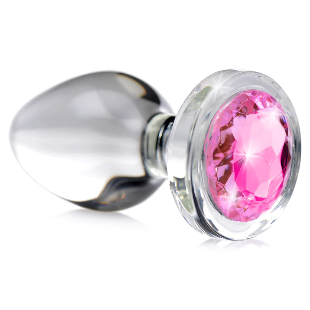 Large Pink Gem Glass Anal Plug