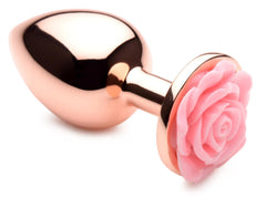 Large Rose Gold Anal Plug With Pink Flower