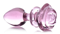 Pink Rose Glass Anal Plug - Large