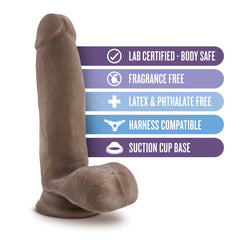 Au Naturel Realistic Beige 7-Inch Long Dildo With Balls & Suction Cup Base