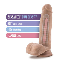 Au Naturel Realistic Beige 7-Inch Long Dildo With Balls & Suction Cup Base