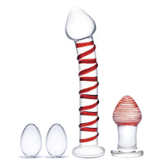 Mr. Swirly Set with Glass Kegel Balls and 3.25" Butt Plug (4 Piece Set)