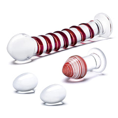 Mr. Swirly Set with Glass Kegel Balls and 3.25" Butt Plug (4 Piece Set)