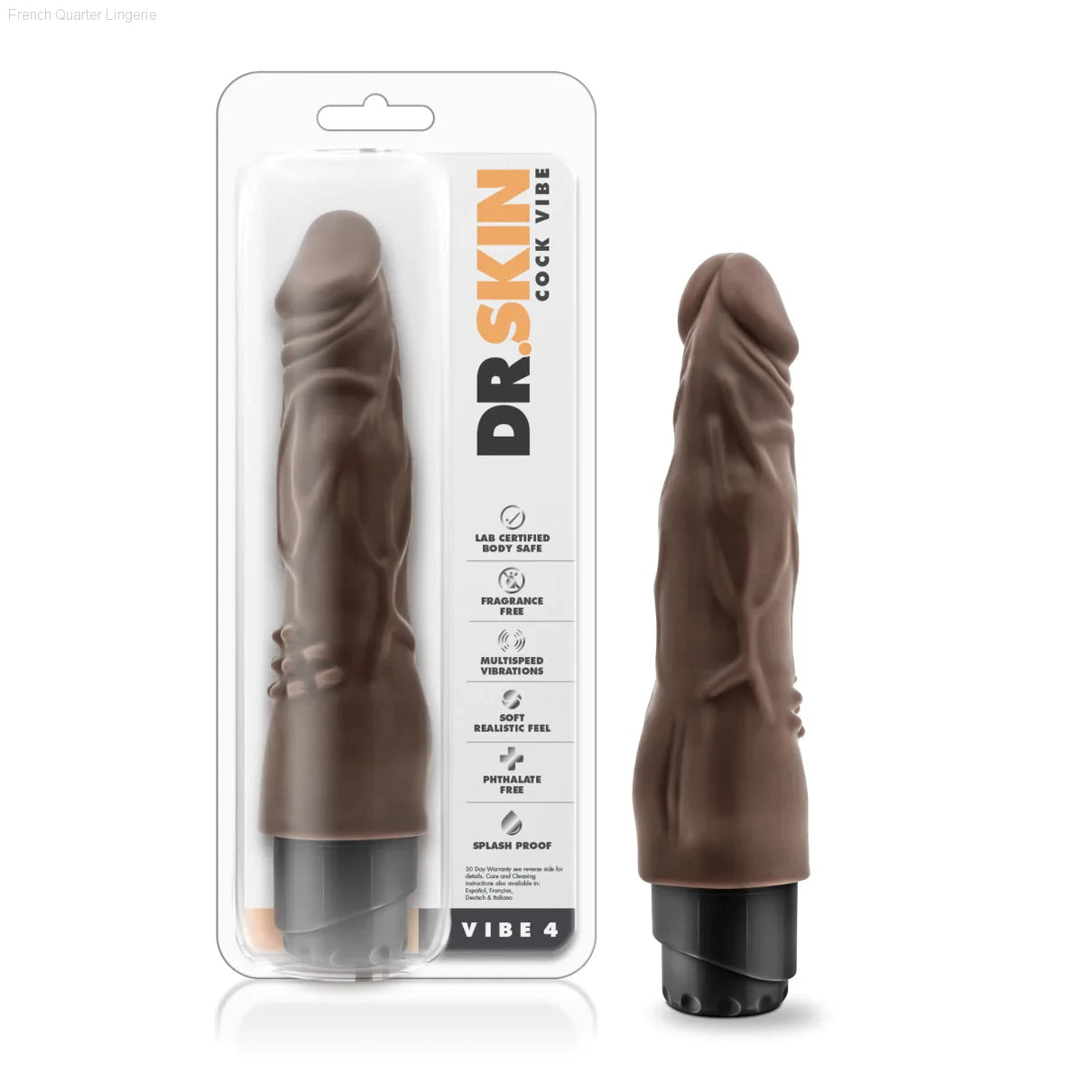 Dr. Skin Cock Vibe 4 Realistic 8-Inch Long Vibrating Dildo-French Quarter Lingerie