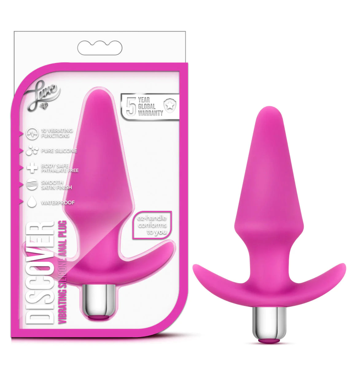 Luxe Discover 5-Inch Vibrating Anal Plug With Handle