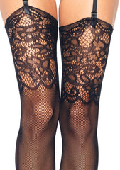 Rey Lace Top Fishnet Stockings