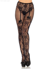 PantyHose - Lacey Suspender Crotchless Tights