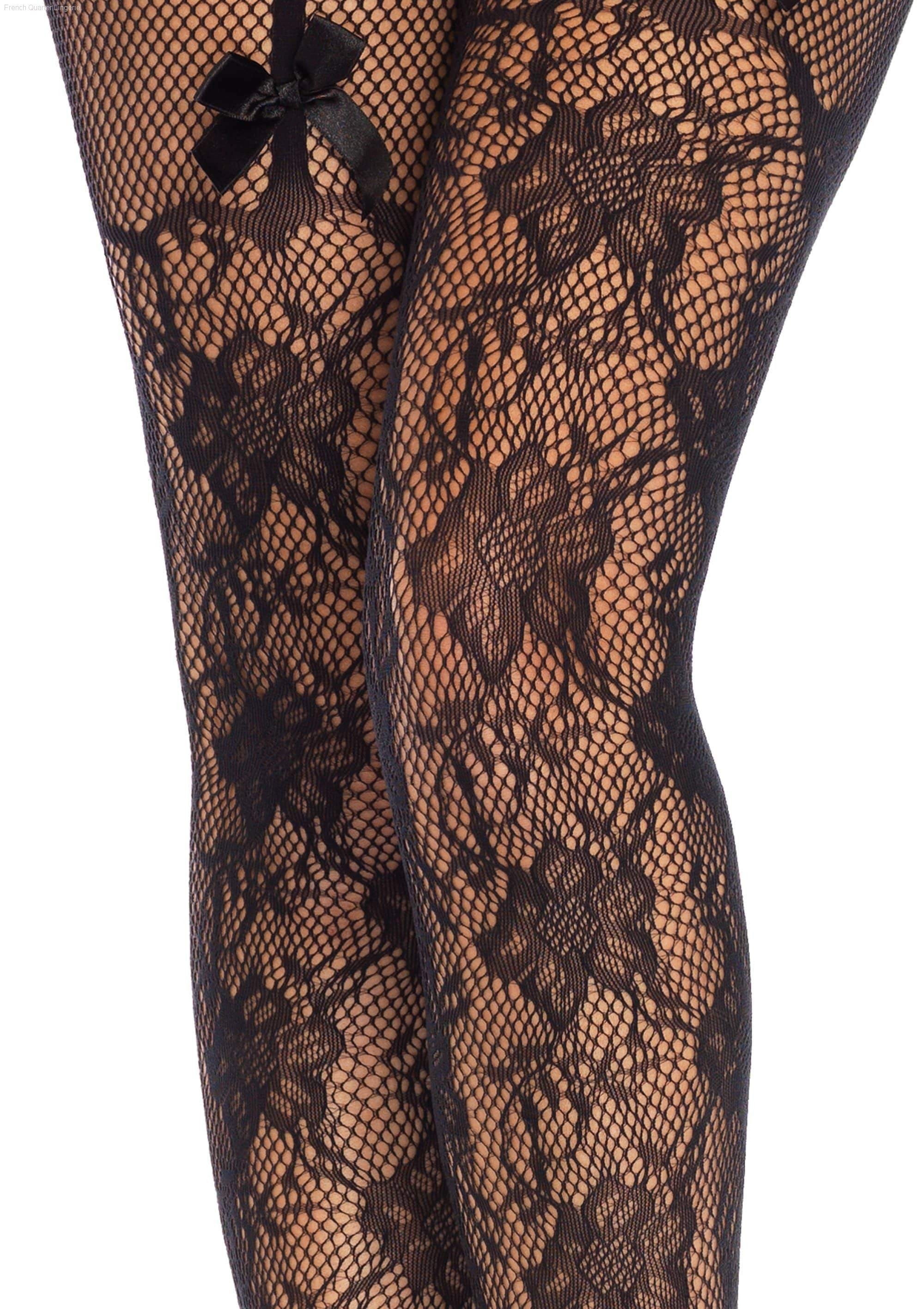 PantyHose - Lacey Suspender Crotchless Tights