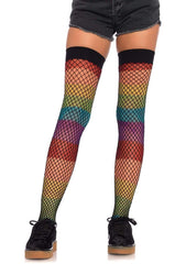 Thigh Highs - Jazzy Rainbow Fishnet Thigh Highs