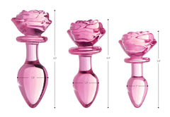 Pink Rose Glass Anal Plug - Large