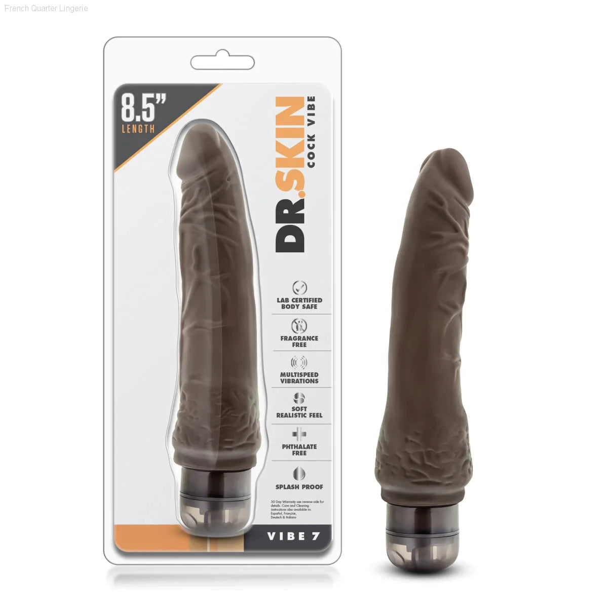 Dr. Skin Cock Vibe 7 Realistic 8.5-Inch Long Vibrating Dildo-French Quarter Lingerie