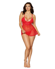 Dreamgirl Lace and Mesh Babydoll and G-String Set