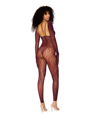 Dreamgirl Leopard Fishnet Catsuit Bodystocking and Shrug Set